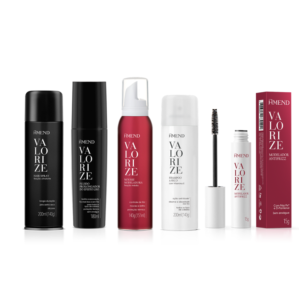 Kit Shampoo a Seco + Modelador Antifrizz + Hair Spray Ultraforte + Flu&iacute;do Prolongador do Efeito Liso + Mousse | Amend Valorize image number 3